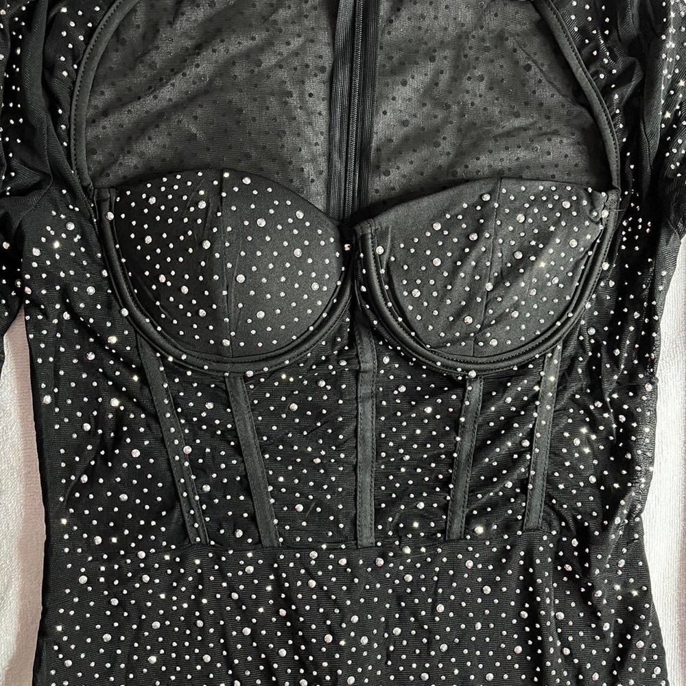 Bella Barnett black mini dress
Hatty Diamond Corset Bodycon Dress - Black - Picture 7 of 7